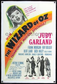 2x393 WIZARD OF OZ linen one-sheet R49 headshot image of Garland, plus lineup of her & top stars!