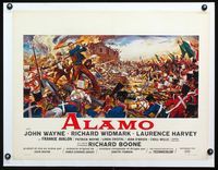 2y068 ALAMO linen Belgian 19x25 '60 Reynold Brown art of fighting John Wayne & Richard Widmark!