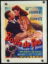 2y024 BALL OF FIRE linen Belgian '40s different art of Gary Cooper romancing sexy Barbara Stanwyck!