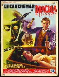 2y006 HORROR OF DRACULA Belgian '58 different monster art & Cushing driving stake in vampire girl!