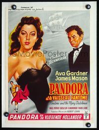 2y054 PANDORA & THE FLYING DUTCHMAN linen Belgian '51art of James Mason staring at sexy Ava Gardner!
