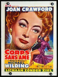 2y065 TORCH SONG linen Belgian '53 wonderful different art of Joan Crawford close up & romanced!