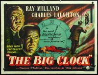 2y172 BIG CLOCK linen British quad '48 Ray Milland in the strangest & most savage manhunt in history