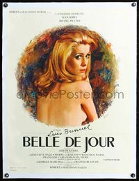 2y152 BELLE DE JOUR linen French 23x31 R70s Luis Bunuel, sexy naked Catherine Deneuve by Ferracci!