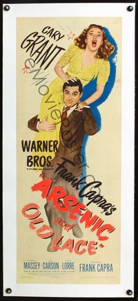 2y299 ARSENIC & OLD LACE linen insert '44 different art of Cary Grant & Priscilla Lane, Frank Capra