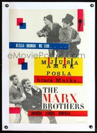 2y077 MONKEY BUSINESS linen Yugoslavian R67 great image of all 4 Marx Brothers including Zeppo!