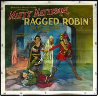 2z146 RAGGED ROBIN linen 6sheet '24 cool stone litho of swashbuckler Matty Mattison in sword fight!
