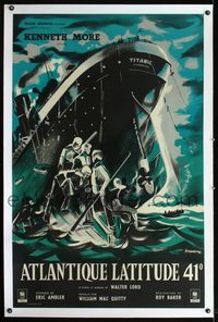 2z109 NIGHT TO REMEMBER linen French 31x47 '58 Titanic biography, best different art by Tranbouze!