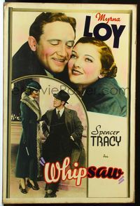 3a025 WHIPSAW 40x60 '35 two great images of Spencer Tracy & Myrna Loy full-length and close up!