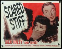 3a190 SCARED STIFF 1/2sheet '45 great close up image of terrified Jack Haley & Ann Savage silenced!