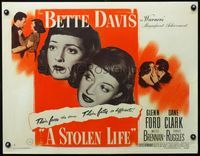 3a200 STOLEN LIFE style A 1/2sh '46 Bette Davis as identical twins with different fates, Glenn Ford