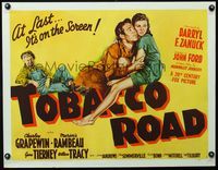 3a210 TOBACCO ROAD style B half-sheet '41 John Ford & Erskine Caldwell, art of sexy Gene Tierney!