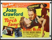 3a213 TORCH SONG style A 1/2sh '53 different full-length image of Joan Crawford + c/u with Wilding!