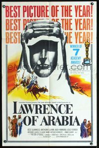 3a004 LAWRENCE OF ARABIA style D post-Awards 1sheet '62 David Lean classic Peter O'Toole silhouette!