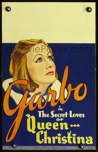 3a093 QUEEN CHRISTINA style A WC '33 great completely different c/u art of glamorous Greta Garbo!