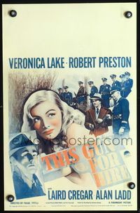 3a106 THIS GUN FOR HIRE WC '42 great different image of hit man Alan Ladd & sexy Veronica Lake!