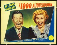 3b252 $1,000 A TOUCHDOWN LC '39 great image of two famous big mouths, Joe E. Brown & Martha Raye!