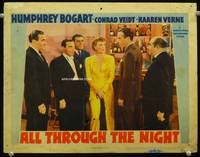 3b264 ALL THROUGH THE NIGHT LC '42 Humphrey Bogart, Peter Lorre & Kaaren Verne standing at bar!
