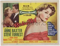 3b037 BEDEVILLED title lobby card '55 Steve Forrest fell in love with beautiful killer Anne Baxter!
