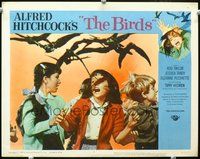 3b286 BIRDS LC #3 '63 Alfred Hitchcock, wonderful close image of terrified kids attacked by birds!