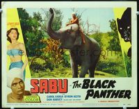 3b287 BLACK PANTHER LC #7 '56 great image of Sabu riding elephant, sexy Carol Varga in border!