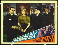 3b290 BLIND ALIBI lobby card '38 c/u of pretend blind detective Richard Dix with Frances Mercer!