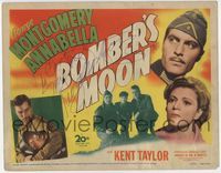 3b042 BOMBER'S MOON signed title lobby card '43 by George Montgomery, who is with pretty Annabella!
