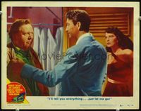 3b299 BRIBE LC #6 '49 Robert Taylor grabs Charles Laughton as sexy young Ava Gardner watches!
