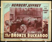 3b301 BRONZE BUCKAROO LC '38 great image of Herb Jeffries & colored cowboy in saloon shoot-out!
