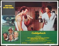 3b303 CADDYSHACK lobby card #7 '80 best close up of Chevy Chase drinking & Bill Murray smoking dope!