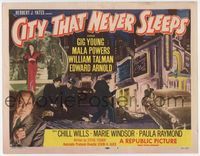 3b050 CITY THAT NEVER SLEEPS TC '53 cool montage of police, gangsters & showgirls in Chicago!