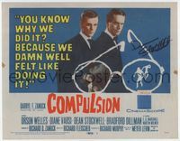 3b053 COMPULSION signed TC '59 by Dean Stockwell, who tries to commit a perfect murder w/Dillman!