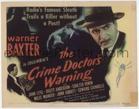 3b059 CRIME DOCTOR'S WARNING TC '45 detective Warner Baxter, artists & models tangle with murder!