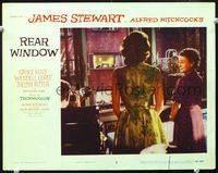 3b015 REAR WINDOW LC #2 '54 Alfred Hitchcock, Jimmy Stewart, Grace Kelly & Ritter look in window!