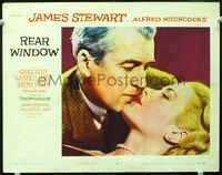 3b013 REAR WINDOW LC #4 '54 Alfred Hitchcock, best c/u of Jimmy Stewart about to kiss Grace Kelly!