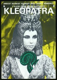 3c040 CLEOPATRA Slovak 11x16 poster '66 great different close up of Elizabeth Taylor with snake!