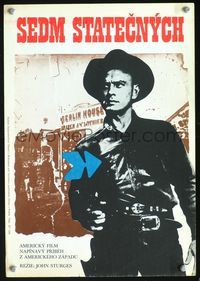 3c067 MAGNIFICENT SEVEN Czech 11x16 R76 different image of Yul Brynner by Wagner, John Sturges