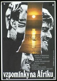 3c075 OUT OF AFRICA Czech 11x16 poster '89 cool different art of Robert Redford & sunset by Weber!