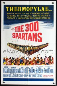 3d011 300 SPARTANS one-sheet '62 Richard Egan, the mighty battle of Thermopylae, the flying wedge!