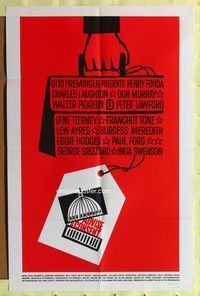3d020 ADVISE & CONSENT one-sheet '62 Otto Preminger, classic Saul Bass Washington Capitol artwork!