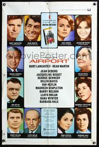 3d025 AIRPORT one-sheet movie poster '70 Burt Lancaster, Dean Martin, Jacqueline Bisset, Jean Seberg