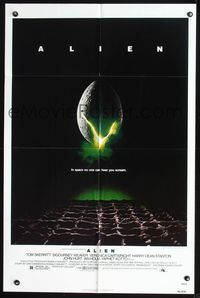 3d027 ALIEN one-sheet '79 Ridley Scott outer space sci-fi monster classic, cool hatching egg image!