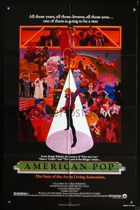 3d032 AMERICAN POP one-sheet movie poster '81 cool rock & roll art by Wilson McClean & Ralph Bakshi!