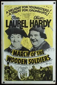3d044 BABES IN TOYLAND one-sheet poster R60s great image of smiling Laurel & Hardy, Charlotte Henry