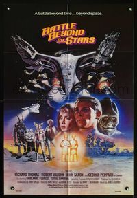 3d050 BATTLE BEYOND THE STARS 1sheet '80 Richard Thomas, Robert Vaughn, wild Gary Meyer sci-fi art!