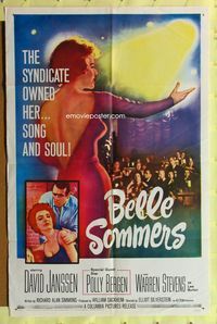 3d059 BELLE SOMMERS one-sheet movie poster '62 David Janssen, Polly Bergen, Warren Stevens