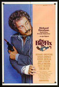 3d069 BIG FIX one-sheet '78 great close image of detective Richard Dreyfuss with crayon in his gun!