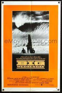 3d076 BIG WEDNESDAY 1sheet '78 John Milius classic surfing movie, great image of surfers on beach!
