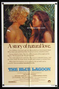 3d091 BLUE LAGOON one-sheet movie poster '80 sexy young Brooke Shields & Christopher Atkins!