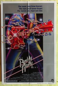 3d114 BUDDY HOLLY STORY style B one-sheet poster '78 Gary Busey, really cool rock & roll artwork!